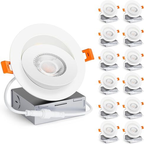4 Pack 4 inch 5CCT LED Gimbal Recessed Light with Junction Box, 360°+90° Adjustable Directional Eyeball Lighting, Dimmable, 2700K/3000K/3500K/4000K/5000K, 950LM, 10W=85W-ETL&FCC in Saudi Arabia