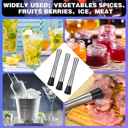 Zonon 16 Pieces Muddler for Cocktails Stainless Steel Drink Muddler 8 Inch Long Mojito Muddler Bar Muddler Tool Muller for Drinks Ice Crusher Bartender Tools Set Home Bartender Bars Accessories in Saudi Arabia