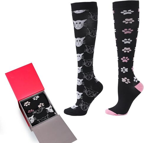 Hawkwell 2 أزواج جوارب ضغط للنساء الدورة الدموية 15-25 ملم زئبقي دعم للممرضات الرياضية الجري وركوب الدراجات in Kuwait