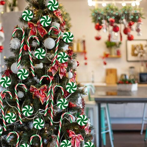 60 Pcs Christmas Decoration Christmas Tree Ornaments Candy Cane Peppermint Ornaments for Xmas Decor Indoor(Red White) in Saudi Arabia
