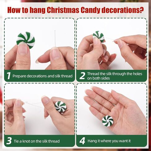 60 Pcs Christmas Decoration Christmas Tree Ornaments Candy Cane Peppermint Ornaments for Xmas Decor Indoor(Red White) in Saudi Arabia