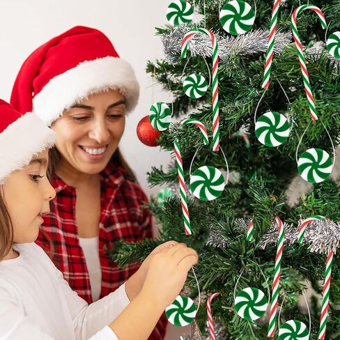 60 Pcs Christmas Decoration Christmas Tree Ornaments Candy Cane Peppermint Ornaments for Xmas Decor Indoor(Red White) in Saudi Arabia