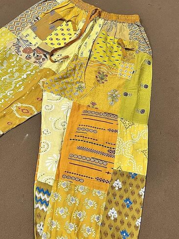 RAJBHOOMI HANDICRAFTS Women's Patchwork Boho Pants - Loose Yoga Harem Joggers - Casual Bohemian Hippie Palazzo Lounge Comfy in Saudi Arabia