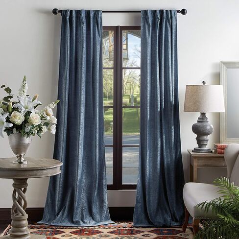 Martha Stewart Naples Chenille Solid Back Tab Window Curtain Panel Pair, 84, Natural in Saudi Arabia