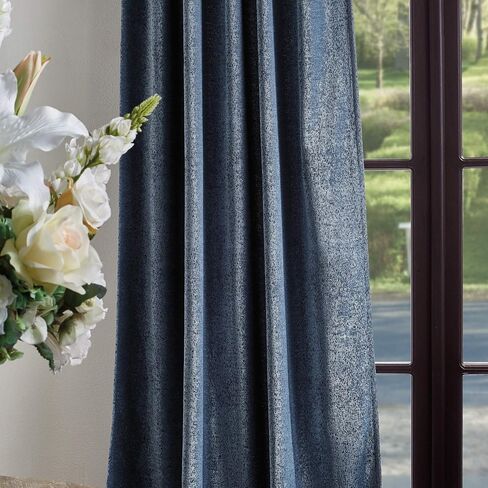 Martha Stewart Naples Chenille Solid Back Tab Window Curtain Panel Pair, 84, Natural in Saudi Arabia