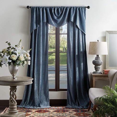 Martha Stewart Naples Chenille Solid Back Tab Window Curtain Panel Pair, 84, Natural in Saudi Arabia