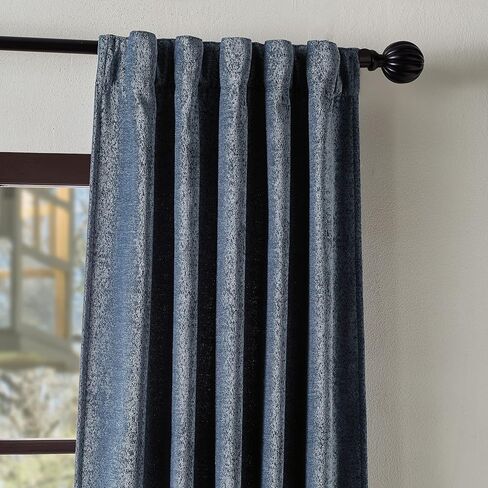 Martha Stewart Naples Chenille Solid Back Tab Window Curtain Panel Pair, 84, Natural in Saudi Arabia