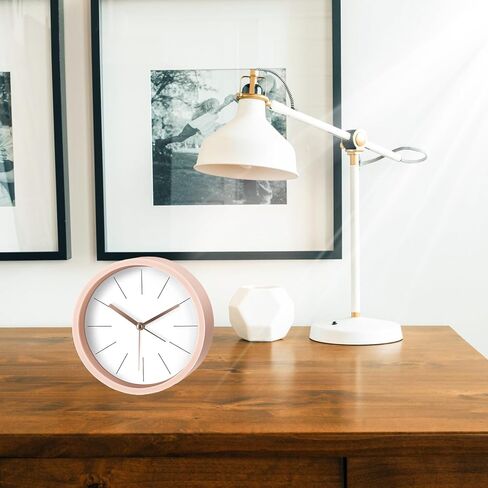 Modern Desktop Clock, Analog Clock Battery Operated with Silent No-Ticking Design, Small Tabletop Clocks for Office/Mantle/Desktop or Nightstand (White-Round) in Saudi Arabia