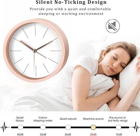 Modern Desktop Clock, Analog Clock Battery Operated with Silent No-Ticking Design, Small Tabletop Clocks for Office/Mantle/Desktop or Nightstand (White-Round) in Saudi Arabia