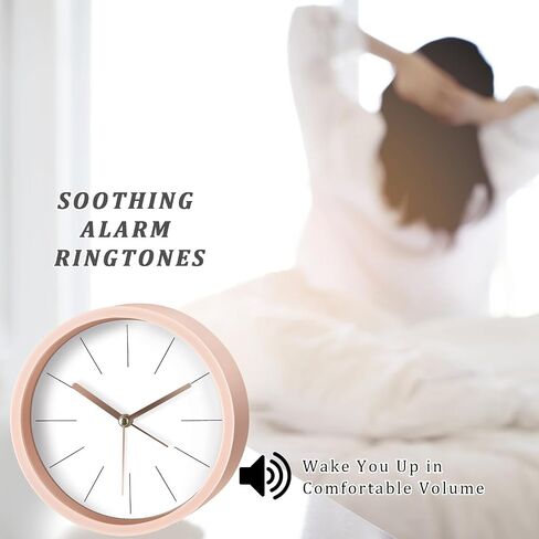 Modern Desktop Clock, Analog Clock Battery Operated with Silent No-Ticking Design, Small Tabletop Clocks for Office/Mantle/Desktop or Nightstand (White-Round) in Saudi Arabia