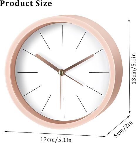 Modern Desktop Clock, Analog Clock Battery Operated with Silent No-Ticking Design, Small Tabletop Clocks for Office/Mantle/Desktop or Nightstand (White-Round) in Saudi Arabia