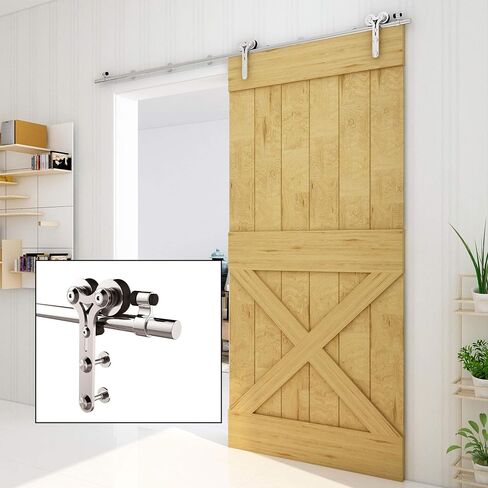 4FT Sliding Barn Door Hardware Kit, Stainless Steel Track for Single Door, Smoothly and Quietly, Fit 24" Door Panel(Y Shape Hanger) in Saudi Arabia