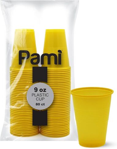 PAMI Colorful 9oz Plastic Party Cups [Pack of 80]- Disposable Drinking Glasses Bulk- BPA-Free Colored Cups For Water, Iced Tea, Jello, Cocktails, Beer & Cold Drinks- Throw-Away Plastic Cups, Blue in Saudi Arabia