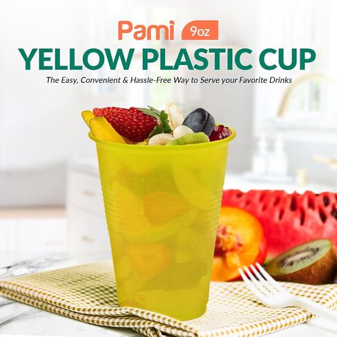 PAMI Colorful 9oz Plastic Party Cups [Pack of 80]- Disposable Drinking Glasses Bulk- BPA-Free Colored Cups For Water, Iced Tea, Jello, Cocktails, Beer & Cold Drinks- Throw-Away Plastic Cups, Blue in Saudi Arabia