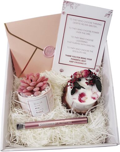 Thank You Gift Box for Women - Appreciation Package for Nurse, Doctor, Teacher - Gift Basket for Sister, Mom, Friend and Family with Candle, Electric Lighter, Artificial Plant and Message Board in Saudi Arabia