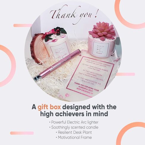 Thank You Gift Box for Women - Appreciation Package for Nurse, Doctor, Teacher - Gift Basket for Sister, Mom, Friend and Family with Candle, Electric Lighter, Artificial Plant and Message Board in Saudi Arabia