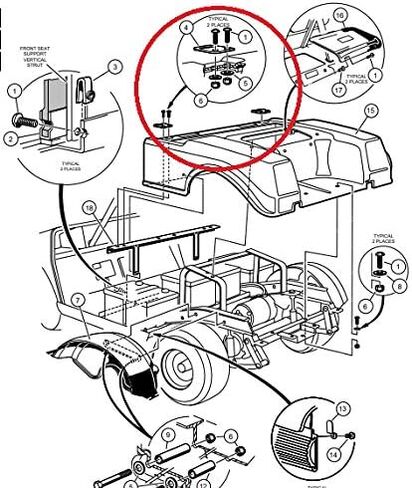 A.A Club Car DS Seat Hinge Sets | 79-Up | Golf Cart - 1012412, 1011652 - Male + Female (2) in Saudi Arabia