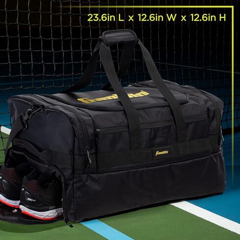 حقائب Franklin Sports Pickleball - حقيبة حبال - حقيبة دفل - حقيبة ظهر للمجاديف وكرات البيسبول + إكسسوارات - نسيج نايلون فاخر - حقيبة معدات كرة البيسبول للرجال + النساء - أسود in Kuwait