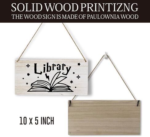 Retro Library Sign Wood Wall Art Home Farmhouse Wall Hanging Decor Rustic Library Book Lover Wooden Wall Art Decor Decorative Plaque Sign for Office House Cafe Outdoor Indoor, 10x5 Inches in Saudi Arabia