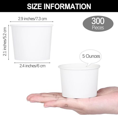 Ruisita 150 Pieces Ice Cream Sundae Cups Paper Dessert Yogurt Bowls Disposable Paper Ice Cream Bucket Dessert or Soup Bowls for Party Supplies, 5 Ounce, White in Kuwait