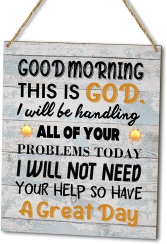 ديكور المنزل لوحة خشبية لافتة تعليق على الحائط، صباح الخير هذا هو الله، ملهمة ديكور مكتب مسيحي باب خشبي معلق (قطعة واحدة)، هدية فنية للعطلات لغرفة نوم الحمام في المزرعة - 11 in Kuwait