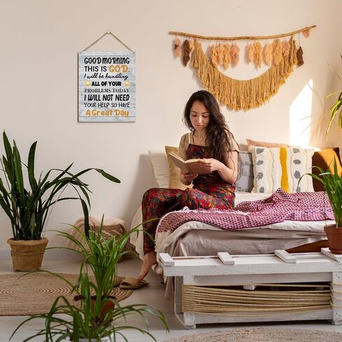 ديكور المنزل لوحة خشبية لافتة تعليق على الحائط، صباح الخير هذا هو الله، ملهمة ديكور مكتب مسيحي باب خشبي معلق (قطعة واحدة)، هدية فنية للعطلات لغرفة نوم الحمام في المزرعة - 11 in Kuwait