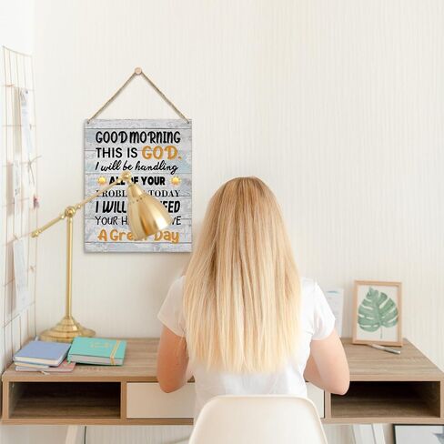 ديكور المنزل لوحة خشبية لافتة تعليق على الحائط، صباح الخير هذا هو الله، ملهمة ديكور مكتب مسيحي باب خشبي معلق (قطعة واحدة)، هدية فنية للعطلات لغرفة نوم الحمام في المزرعة - 11 in Kuwait