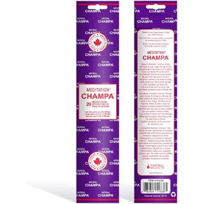 Meditation Champa 11" Incense Sticks Box of 100 Each Long Lasting Aroma Stick Lasts 60+ Minutes Pure Ingredients Make These Agarbathi Perfect for Environmental Scenting and Aromatherapy