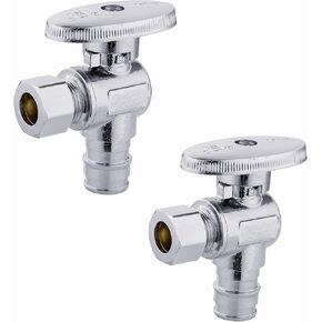 20 PCS EFIELD Stop Valve Pex-a 1/4 Turn Straight 3/8" OD Compression X 1/2" Expansion (F1960), Chrome Plated Brass