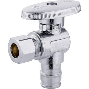 20 PCS EFIELD Stop Valve Pex-a 1/4 Turn Straight 3/8" OD Compression X 1/2" Expansion (F1960), Chrome Plated Brass