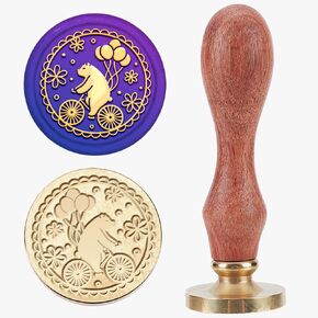 MAYJOYDIY Flowers Hummingbird Wax Seal Stamp 25mm Vintage Bird Wildflower Sealing Wax Stamps Retro Wood Handle Removable Brass Head for Letter Envelopes Cards Invitations Gift Wrapping