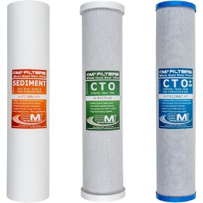 Applied Membranes Inc. 3-Stage Whole-House Water Filter Cartridge Replacements, 20-Inch Carbon and Sediment Filter Cartridges