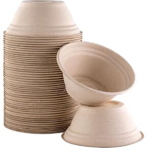Mini Restaurant-Grade, Small 8 oz Bowls Bulk 100Pk. Great for Ice Cream, Chili or Soup. Disposable, Compostable Bowls are Allergen-Free, Leakproof and Microwave Safe for Hot or Cold Use