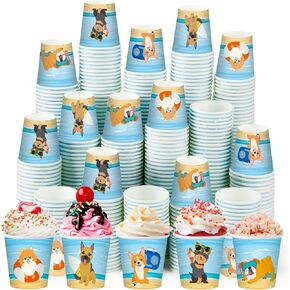 500 Pack 3 oz Paper Cups Disposable Bathroom Cups Small Mouthwash Cups Kids Animal Beverage Drinking Cups for Home, Office, Travel, Party (Bathroom Dog)