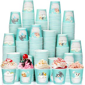 500 Pack 3 oz Paper Cups Disposable Bathroom Cups Small Mouthwash Cups Kids Animal Beverage Drinking Cups for Home, Office, Travel, Party (Bathroom Dog)