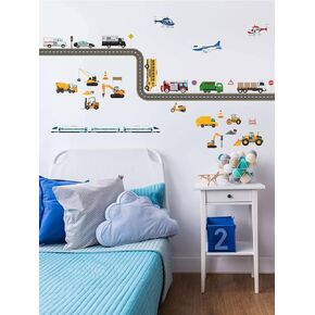 Truck Wall Decal Car Wall Decals for Boys room Construction Decals Peel and Stick Removable Wall Stickers for Nursery Bedroom décor Construction Boys Children Toddler Car Decor playroom