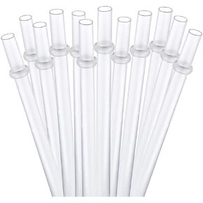 DAKOUFISH 6 Inch Black Reusable Plastic Replacement Drinking Straws for Short Mini 6 oz 8 oz Mason Jar,Tumblers, Set of 12 Pcs Straws with Cleaning Brush (6inch,Black)
