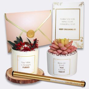 Thank You Gift Box for Women - Appreciation Package for Nurse, Doctor, Teacher - Gift Basket for Sister, Mom, Friend and Family with Candle, Electric Lighter, Artificial Plant and Message Board