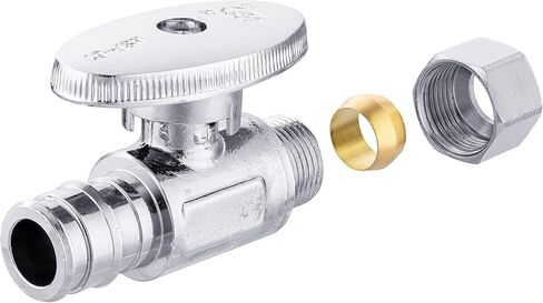 20 PCS EFIELD Stop Valve Pex-a 1/4 Turn Straight 3/8" OD Compression X 1/2" Expansion (F1960), Chrome Plated Brass in Saudi Arabia