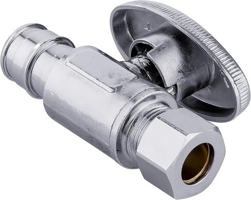 20 PCS EFIELD Stop Valve Pex-a 1/4 Turn Straight 3/8" OD Compression X 1/2" Expansion (F1960), Chrome Plated Brass in Saudi Arabia