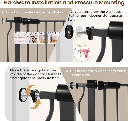 بوابة أمان BalanceFrom سهلة المرور مع باب للحيوانات الأليفة للمداخل والسلالم مع ميزات الإغلاق التلقائي/الفتح، بطول 76.2 سم، يناسب الفتحات مقاس 29.1 - 38.5 بوصة، جرافيت in Kuwait