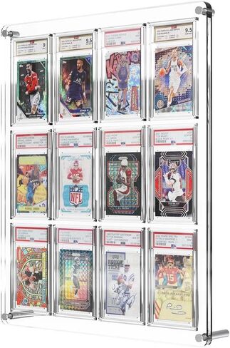 حافظة عرض بطاقات متدرجة من الأكريليك - حافظة عرض بطاقات بيسبول رياضية شفافة، إطار عرض جداري لبطاقة التداول مع حماية من الأشعة فوق البنفسجية لكرة القدم وكرة السلة والهوكي in Kuwait