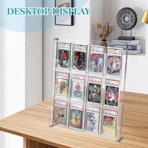حافظة عرض بطاقات متدرجة من الأكريليك - حافظة عرض بطاقات بيسبول رياضية شفافة، إطار عرض جداري لبطاقة التداول مع حماية من الأشعة فوق البنفسجية لكرة القدم وكرة السلة والهوكي in Kuwait