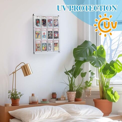 حافظة عرض بطاقات متدرجة من الأكريليك - حافظة عرض بطاقات بيسبول رياضية شفافة، إطار عرض جداري لبطاقة التداول مع حماية من الأشعة فوق البنفسجية لكرة القدم وكرة السلة والهوكي in Kuwait