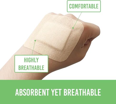 Latex-Free Bordered Gauze Pad Dressing Bandage Island Dressings 5.5x6.7" (30Ct) Beige - Individually Wrapped Large Wound Dressing First Aid Wound Care for Wounds Protection in Saudi Arabia
