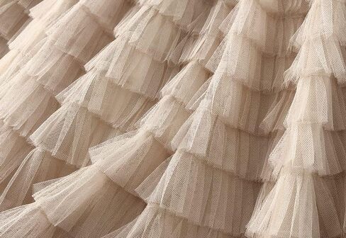 تنورة Flygo النسائية طويلة طويلة من التول ذات طبقات عالية الخصر على شكل حرف A ذات طبقات شبكية تنورة توتو تنورة تحتية in Kuwait