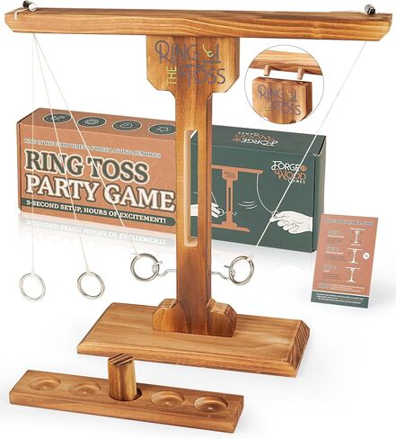 Ring Toss Game for Adults, 3-Second Instant Assembly Hook and Ring Game with Sturdy Structure, XL Size(15.8’’ X 15’’) Indoor Outdoor Holiday Party Games, Fun Family Games for Backyard, Camping, Beach in Saudi Arabia