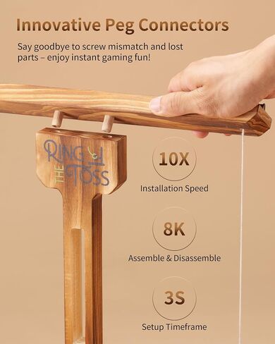 Ring Toss Game for Adults, 3-Second Instant Assembly Hook and Ring Game with Sturdy Structure, XL Size(15.8’’ X 15’’) Indoor Outdoor Holiday Party Games, Fun Family Games for Backyard, Camping, Beach in Saudi Arabia