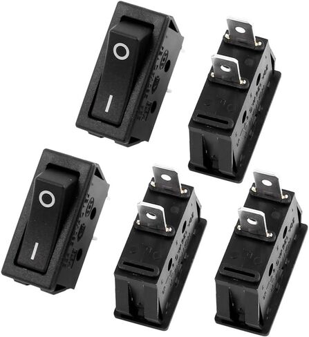 uxcell 5 Pcs SPST On Off Black Snap in Boat Rocker Switch AC 250V/16A 125V/16A in Saudi Arabia