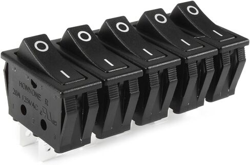 uxcell 5 Pcs SPST On Off Black Snap in Boat Rocker Switch AC 250V/16A 125V/16A in Saudi Arabia